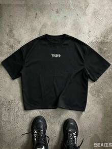 PAVTROS Men's Young Street Casual Sports T-Shirt - Black - View 2