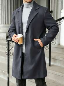 Manfinity Homme Men's Plus Size Casual Versatile Overcoat, Autumn/Winter - Grey - View 5