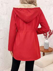 SHEIN Clasi 女款豹紋可正反穿連帽夾克 - 紅色 - 查看 2