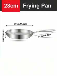 1pc 304 Stainless Steel No Coating Non-Stick Frying Pan Gas & Induction Cooktop Compatible For Steak Cooking Kitchen Cookware - View 11