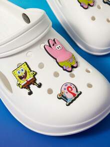 SpongeBob SquarePants | SHEIN 時尚可愛白色園藝拖鞋，透氣快乾，柔軟舒適，穿孔設計，適合各種場合，S號 - 白色 - 查看 3