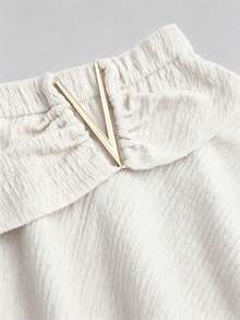 Sweetra Plus Size Spring/Summer Multi-Layer Ruffle Skort With Metal Decor - Apricot - View 8
