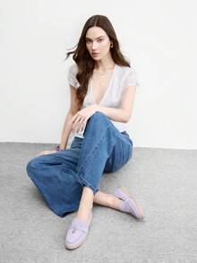 CUCCOO BIZCHIC 女款時尚休閒簡約舒適便攜足套職場通勤平底鞋 - 淡紫色, - 查看 6