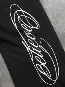 PAVTROS Men's Letter Embroidered Double Waistband Sweatpants - Black - View 3