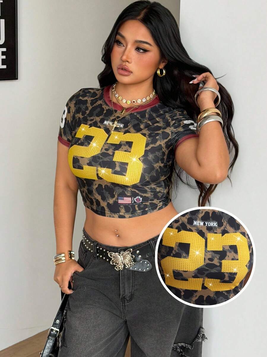 Coolane 女款大尺碼春夏街頭風酷感籃球球衣設計字母印花黃色上衣，巴西風