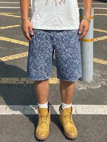 DAZY Men's Spring Cashew Pattern Pocket Wide Leg Cropped Denim Jeans - Multicolor - View 3