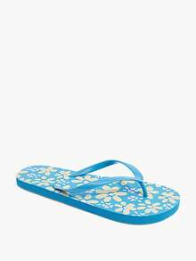 Grefit Sandalias de dedo con estampado de leopardo, zapatos de triángulo para vacaciones de verano en la playa, pantuflas cómodas para usar en casa - Azul cielo - Ver 10