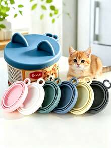 PETSIN Cat Ear Pet Can Lid; Airtight Fresh-Keeping Lid; Sealing Lid; Multi-Functional Dust-Proof And Leak-Proof Fresh-Keeping Lid; Storage Lid; Fits Most Sizes Of Pet Cans; Food Fresh-Keeping And Moisture-Proof Lid; Household Pet Food Sealing Tool - multicolor - View 2