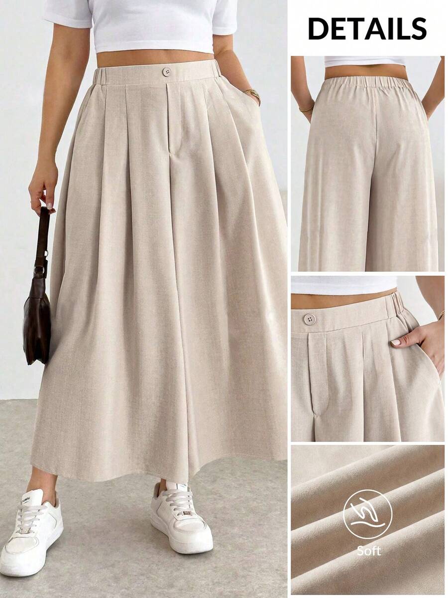 SHEIN PETITE CURVE 大码纯色简约休闲裤