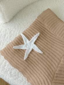 Flirla Starfish Crochet 3D Decorative Vacation Knit Shorts Beach Vacation White Shimmer Summer Sexy Breezy - Khaki - View 5