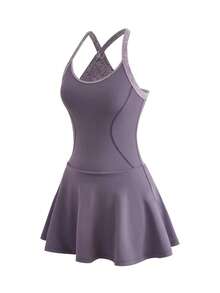 Cheerettes Women's Colorblock Pocket Casual Daily Travel Sports Dress - Purple - View 9