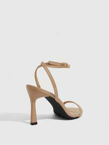 CUCCOO SZL Women's Adjustable Apricot Simple High-Heeled Sandals, Suitable For Daily Casual Wear, Spring Break, Easter, Prom - Apricot - View 3