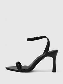 CUCCOO SZL Women's Adjustable Black Minimalist High-Heeled Sandals, Suitable For Daily Casual Wear, Spring Break, Easter, Prom - Black - View 4
