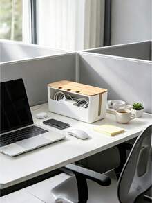 Hộp quản lý cáp lớn – Hộp đựng dây cáp kiểu gỗ và nắp đậy cho dây TV, máy tính, hub USB và ổ cắm điện dưới bàn – Chất liệu ABS - Nhiều màu - Xem 18