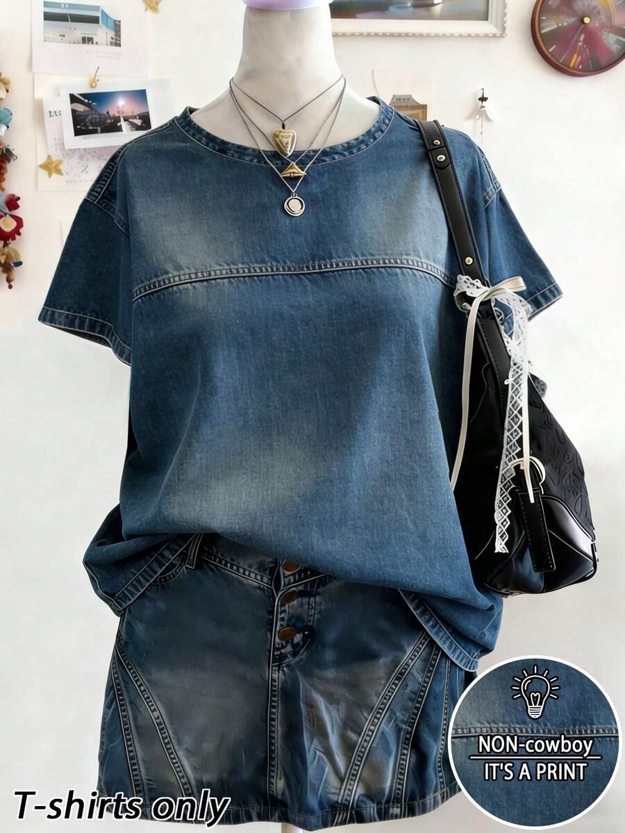 Lalippa Women's Fashion Round Neck Short Sleeve T-Shirt, Suitable For Commuting In Summer - Multicolor - View 1