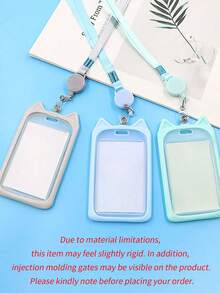 1pc Cute Minimalist Style Creative Cat Student Campus Card Sleeve Portable Work ID Protective Cover With Hanging Rope Campus Student Card Set Used In School Or Work For Men And Women - Multicolor - View 2