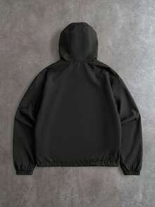 PAVTROS Men's Casual Colorblock Trim Hooded Jacket, Spring/Autumn - Black - View 5