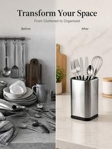 Stainless Steel Kitchen Kitchenware Storage Barrel Tableware Box Chopsticks Barrel Knife And Fork Spoon Storage Barrel - One Size - View 2