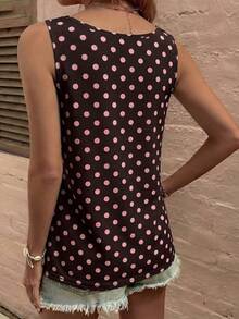 EMERY ROSE Top de tirantes casual y versátil para mujer, de cuello en U, con bloques de color y lunares, nuevo y de alta demanda para primavera/verano - Multicolor - Ver 2