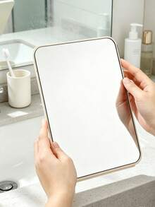 Adjustable Portable Vanity Mirror | Desktop/Handheld Cosmetic Mirror For Dorm, Office & Home | Simple Bathroom Decor - White - View 8