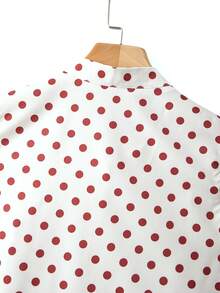 GlowEve CURVE Camisa casual de mujer talla grande con estampado de lunares, abotonadura sencilla y ribete de volantes - Albaricoque - Ver 6
