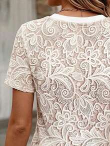EMERY ROSE Women's Regular Fit T-Shirt, Mature Floral Print Pattern, Summer Outing Top, Pattern Design, Premium Feel, Casual Versatile, Daily Wear, Outdoor, Shopping, Travel Outdoor Wear - Multicolor - View 4