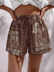 Easowa Quần short nữ kiểu dáng thường ngày in họa tiết Paisley - Nhiều màu - Xem 4