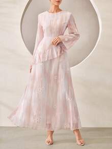 Graceveil 嬰兒藍刺繡花卉冬季收腰優雅端莊女款禮服，適合婚禮、早晨正式場合、正式確認儀式 - 彩色 - 查看 7
