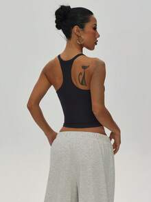 Slayform Women's Seamless Sexy Fitted Sports Tank Top, Suitable For Running, Workout And Exercise - Dark Grey - View 2