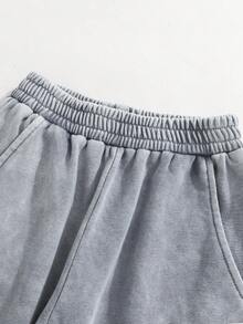 SHEIN Playful Pals 女童夏季新款煙灰色俏皮可愛英文印花圓領寬鬆落肩針織丹寧上衣套裝，搭配寬腿丹寧長褲，輕盈柔軟舒適時尚，適合日常拍照、購物、出遊與聚會，2026女童T恤套裝 - 淺灰色 - 查看 6