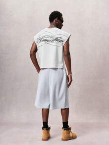 STYNVO Camiseta sin mangas de cuello redondo con estampado de letras en la espalda, versátil, para hombre - Blanco - Ver 3