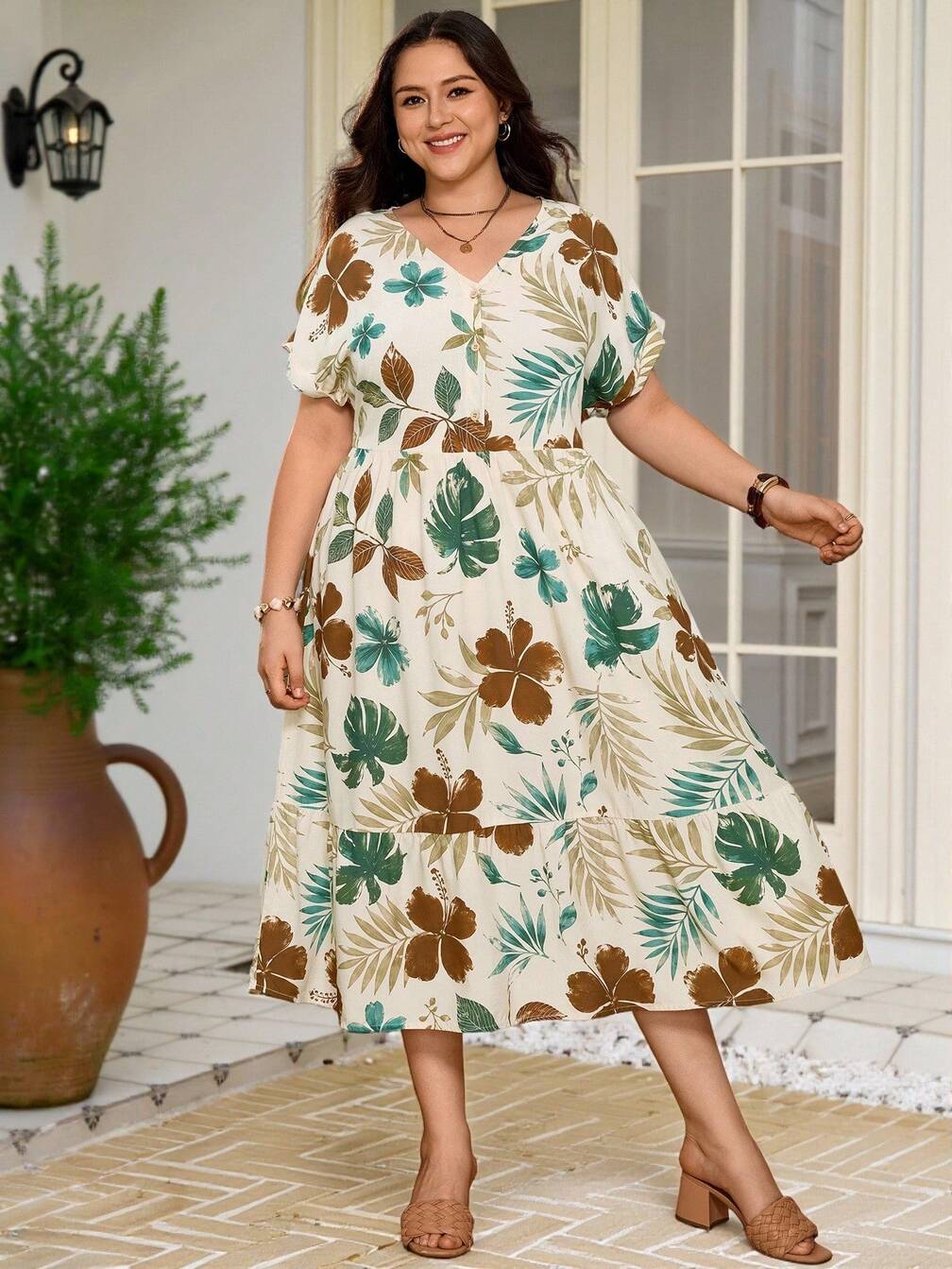 midi vacation dress for women Maui Vacation Midi Dress - White and Blue