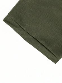 GymBeat Men Patched Curved Hem Hooded Tee - Army Green - View 3