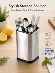 Stainless Steel Kitchen Kitchenware Storage Barrel Tableware Box Chopsticks Barrel Knife And Fork Spoon Storage Barrel - One Size - View 1