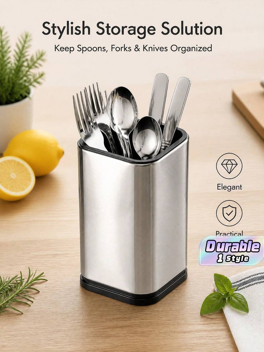 Stainless Steel Kitchen Kitchenware Storage Barrel Tableware Box Chopsticks Barrel Knife And Fork Spoon Storage Barrel - One Size - View 1
