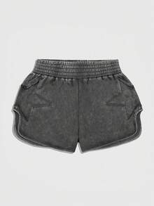 ROMWE MEN Men's Split Street Wash Plus Size Shorts - Black - View 1
