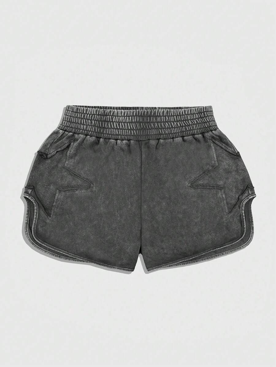 ROMWE MEN Men's Split Street Wash Plus Size Shorts - Black - View 1