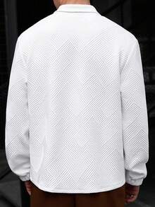 Manfinity Homme Men's Spring/Summer All-Season Jacket, White Textured Fabric, Mature Casual Men's Jacket - White - View 2