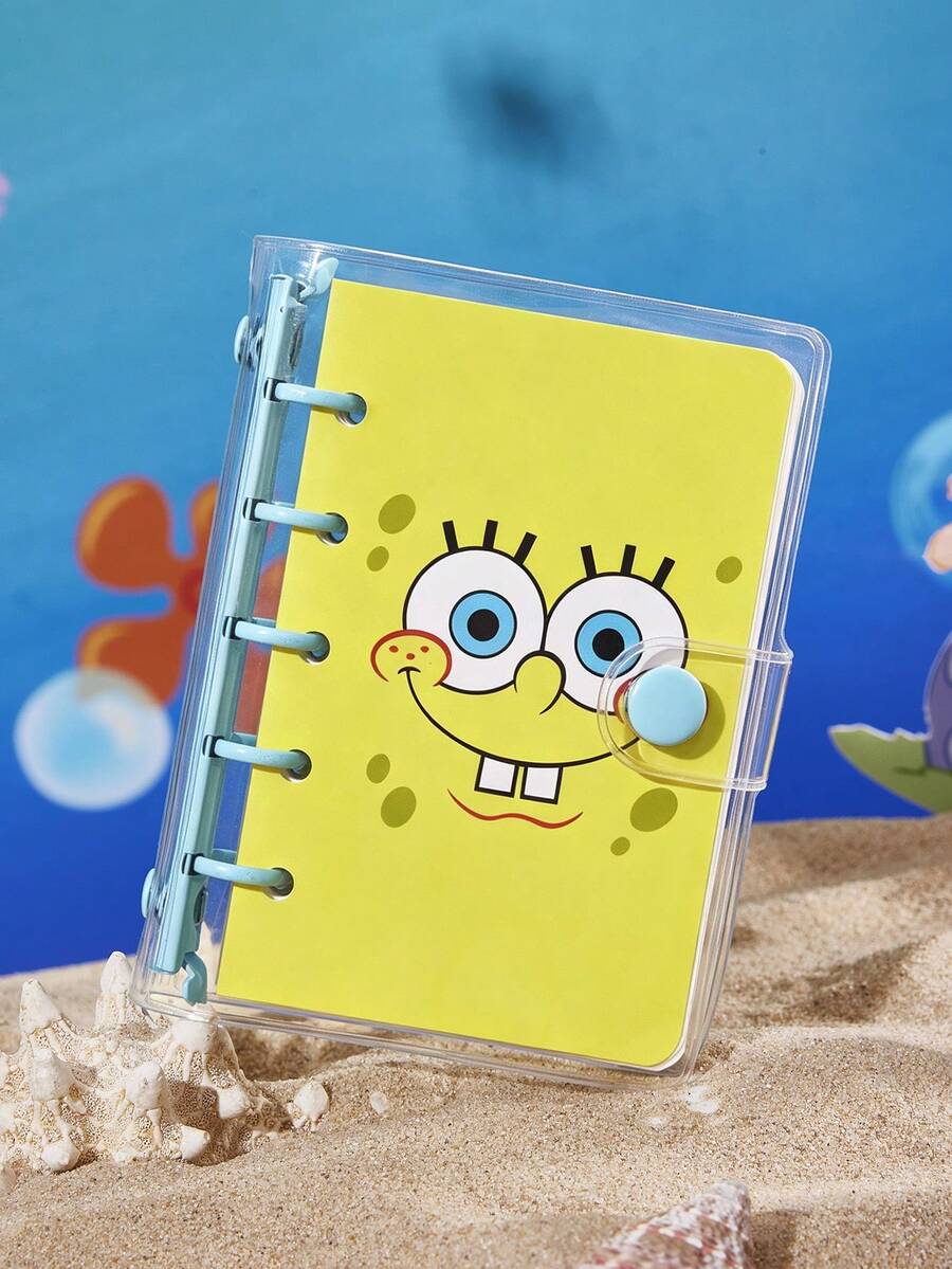 SpongeBob SquarePants | SHEIN 100 Pages Cute Funny Big Face Diary, Loose-Leaf Removable Portable Notepad - Rectangle - View 1