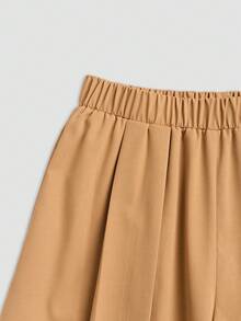 Lunelith SHEIN Lunessa Women's Summer Khaki Wide Leg Casual Capri Pants - Khaki - View 5