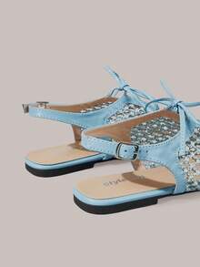 Styleloop Señoras, Uñas de Sauce, Hebillas, Zapatos Planos. - Azul claro - Ver 6