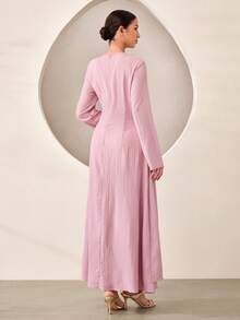 Graceveil Loose Casual Daily Solid Color Women's Arabic Dress - Dusty Purple - View 3