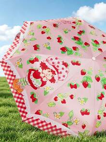 Strawberry Shortcake X SHEIN 1 Cute Strawberry Pattern Print Umbrella, Sun Protection Function, Suitable For School, Work, Going Out And Daily Use, Is The Ideal Gift Choice. - Pink - View 6