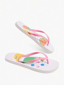 Grefit Leopard Print Flip-Flops, Summer Vacation Beach Triangle Shoes, Comfortable Slippers For Home Wear - White pink - View 10