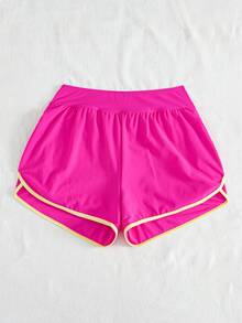 Swim Basics Springbreak 女款黑白對比滾邊運動休閒短褲沙灘褲 - 玫紅色 - 查看 3