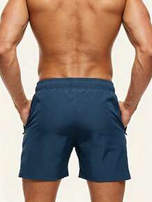 Manfinity KASUA Pantalones cortos de playa con cordón en la cintura para hombre talla grande para vacaciones - Azul Marino - Ver 2