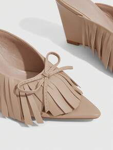 CUCCOO SZL Sandal Hak Tinggi Wedges Elegan dan Modis untuk Wanita, Cocok untuk Perjalanan Musim Semi dan Musim Panas - Aprikot - View 4
