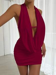 Femesol 夏季适合舞会礼服 酒红色 女士服装 - 酒紅色 - 查看 5
