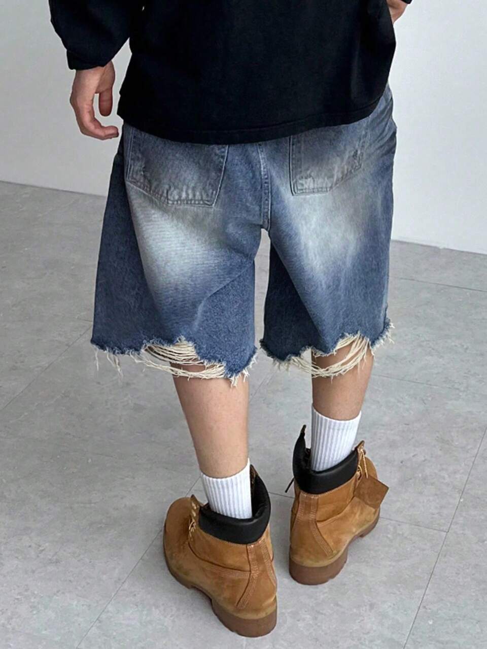 Washed Vintage Blue & Grey Men's Denim Shorts