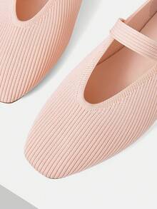 MOTF PREMIUM WOMEN SQUARE TOE BUCKLE STRAP FLATS FOR CHRISTMAS - Baby Pink - View 5